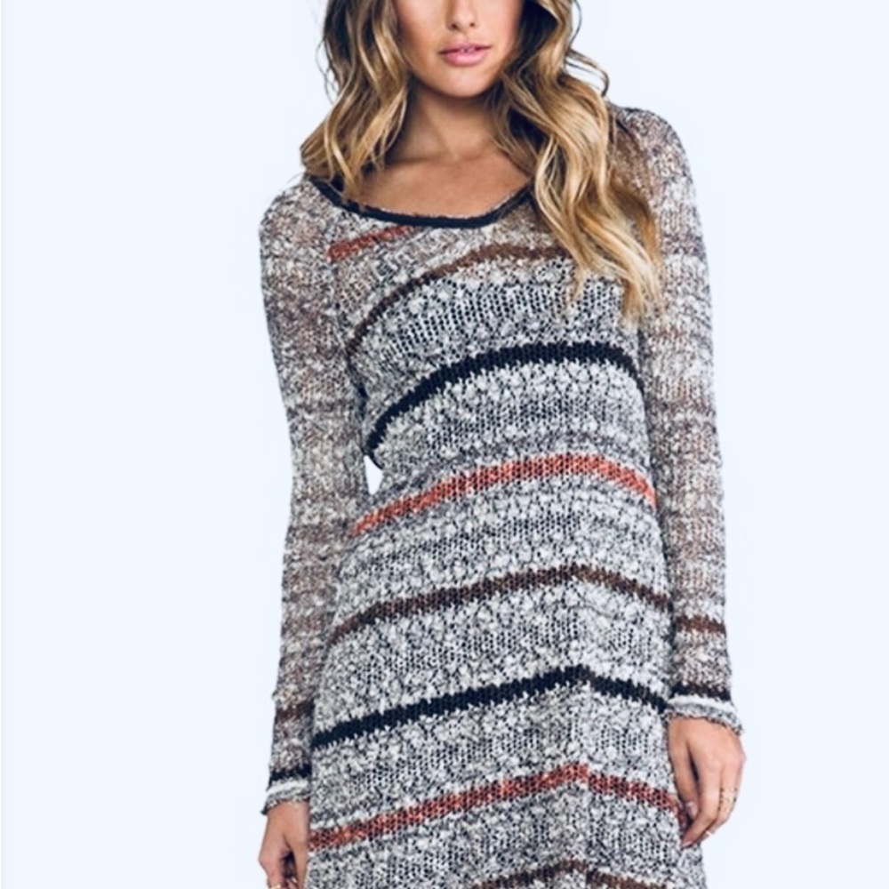Free People Black and Gray Textured Knit top dress